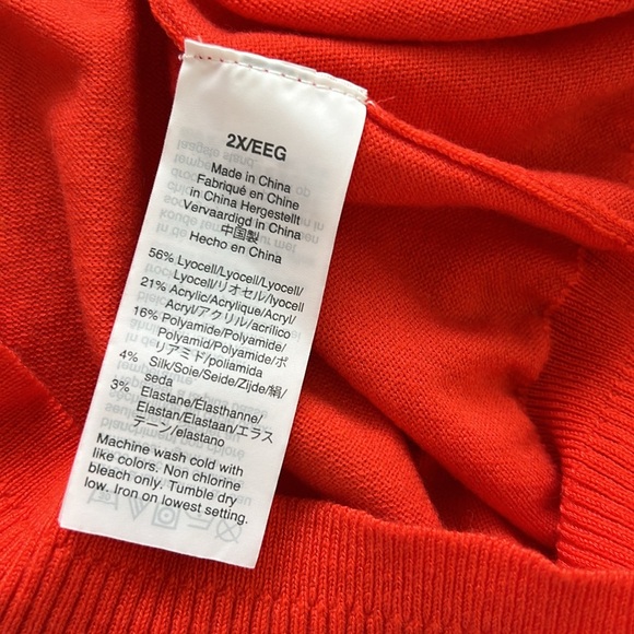 J. Crew Coral Red Short Sleeved Crew Neck Lightweight Sweater 2X - Picture 5 of 5
